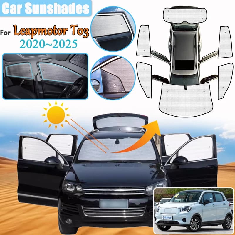 Anti-UV Finestra di Automobile Parasole Per Leapmotor T03 2025 2024 ~ 2020 Protezione Solare Protezione Solare Ombra Parabrezza Visiera Adesivo Accessori
