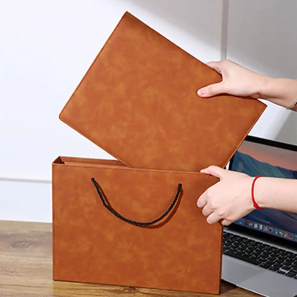 Cartella Portadocumenti A4 in Pelle con Clip, Multifunzionale per Conferenze, Contratti e Archiviazione Dati, Stile Vintage