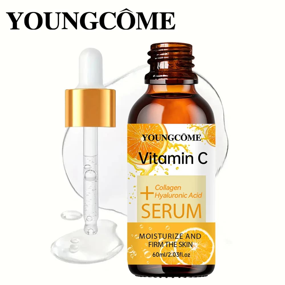 YOUNGCOME 2PCS Vitamin C Essence for Face Hyaluronic Acid Lights Serum Dissolvency Thin Lines Hydrating Repair Matte serum