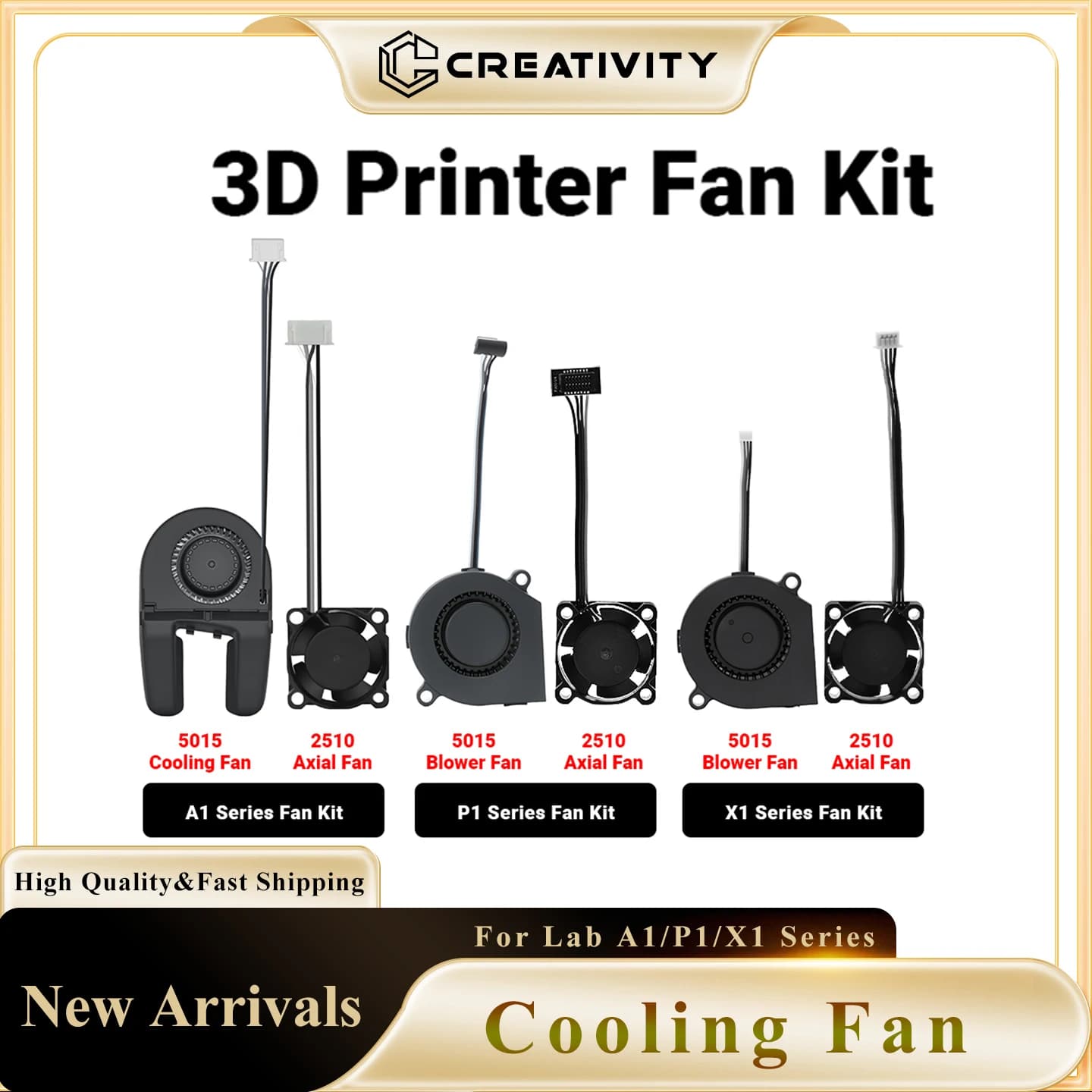 Kit Ventola di Raffreddamento per Componenti Stampante 3D Serie Lab X1 P1 A1, Ventola Silenziosa con Cavo per Hotend, Ventola Assiale X1C