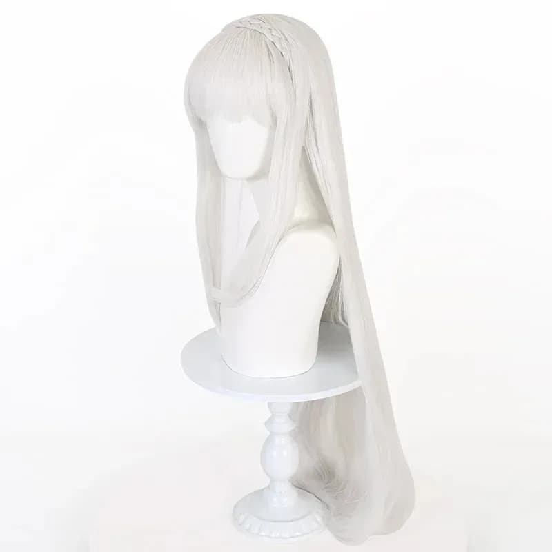 Anime Re: Vita in un mondo diverso da Zero Emilia 95 cm di lunghezza argento capelli resistenti al calore cosplay parrucca gratuita Capx, 5;d'2.y;8'