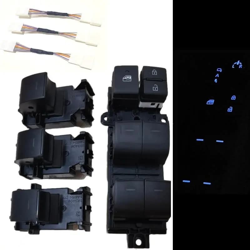 Set di interruttori per finestra singola a LED illuminati da 1-4 pezzi per Toyota Yaris Cross Sienna Rav4 Rav 4 Chr Corolla 19-2022 aggiornamento retroilluminazione