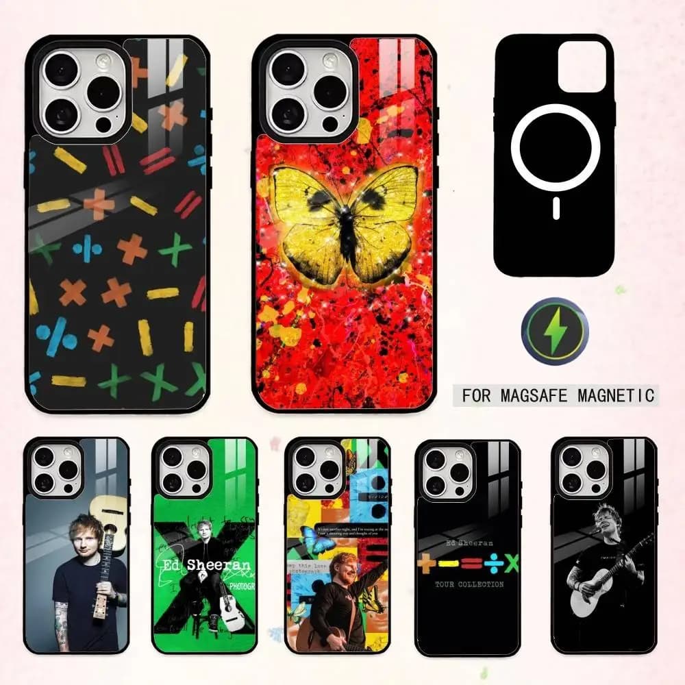 Elegante Custodia per Telefono Singer E-Ed S-Sheeran per iPhone17,16,15,14,13,12,11 Plus,Pro Max Magnetica per Ricarica Wireless Magsafe