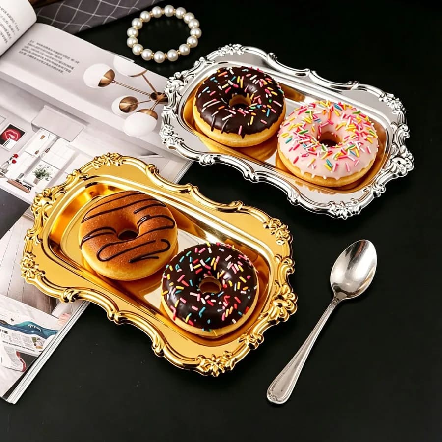 Piatto Nordico per Frutta Secca, Vassoio in Metallo Argentato per Snack, Regali di Nozze, Teglia per Torte e Dessert per Feste di Compleanno
