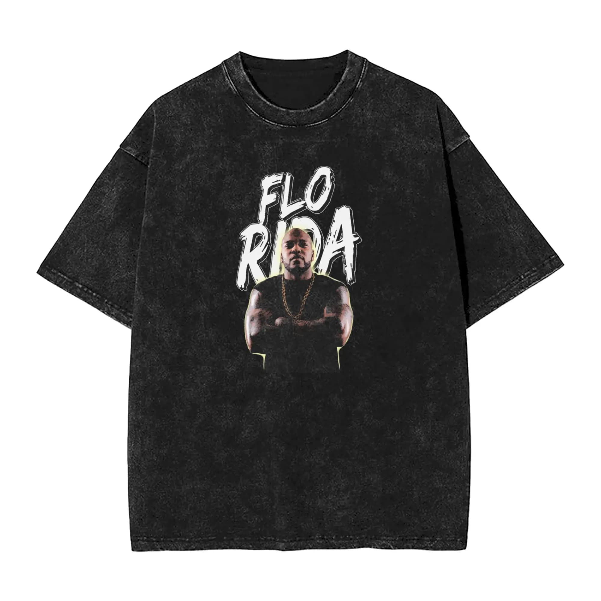 Flo Rida hip hop rapper Washed T Shirt Men Streetwear Cotton T Shirts Summer O-Neck Novelty Tee Shirt Loose Oversized Tops