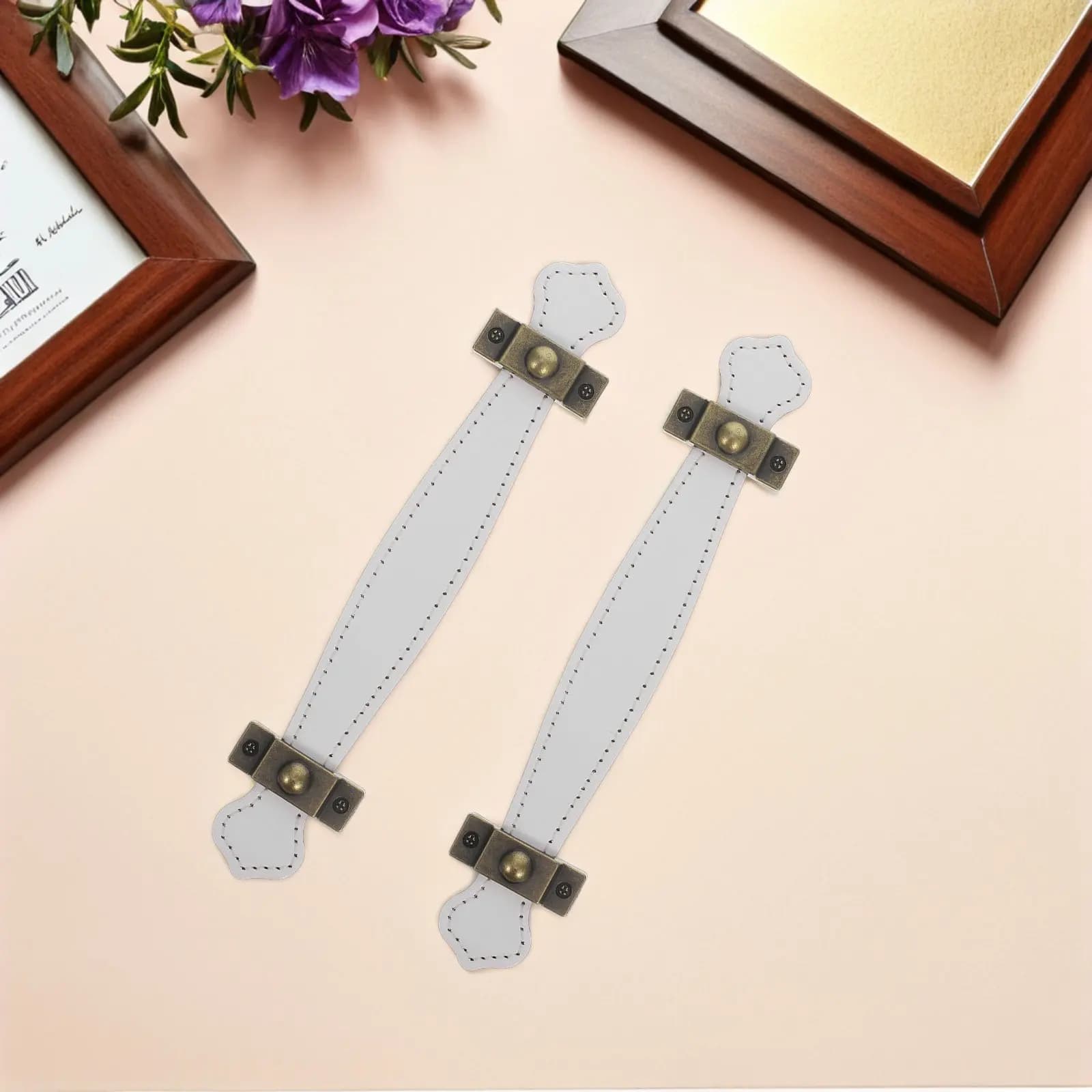 2Pcs Decorative PU Drawer Pulls Zinc Alloy Frame Versatile Cabinet Handles for Dressers Cupboards Wardrobes Luggage