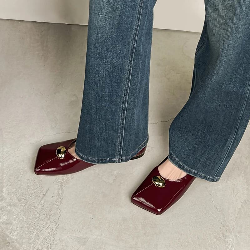 Women's new genuine leather cowhide square toe star style high-end comfortable low heel loafers fashion single shoes