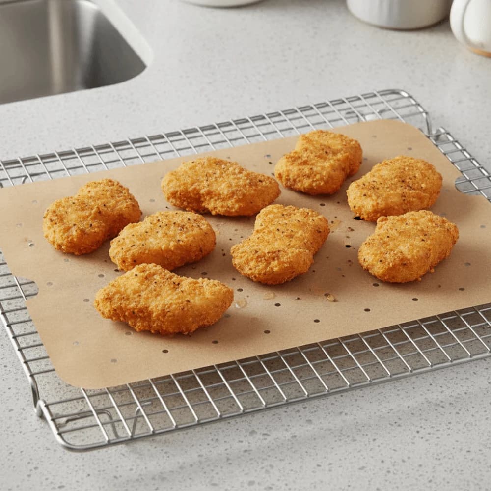 100 Piece Disposable Air Fryer Lining Paper Perforated Waterproof Air Fryer Baking Paper Rectangular Oil Absorbing