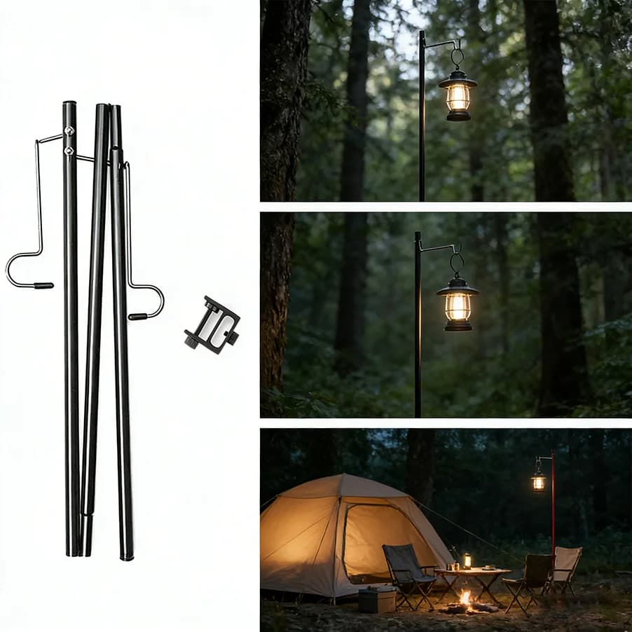 Supporto per luce da campeggio TARKA Supporto per luce regolabile e staccabile Staffa per lanterna sospesa portatile ultraleggera per tablet da tenda