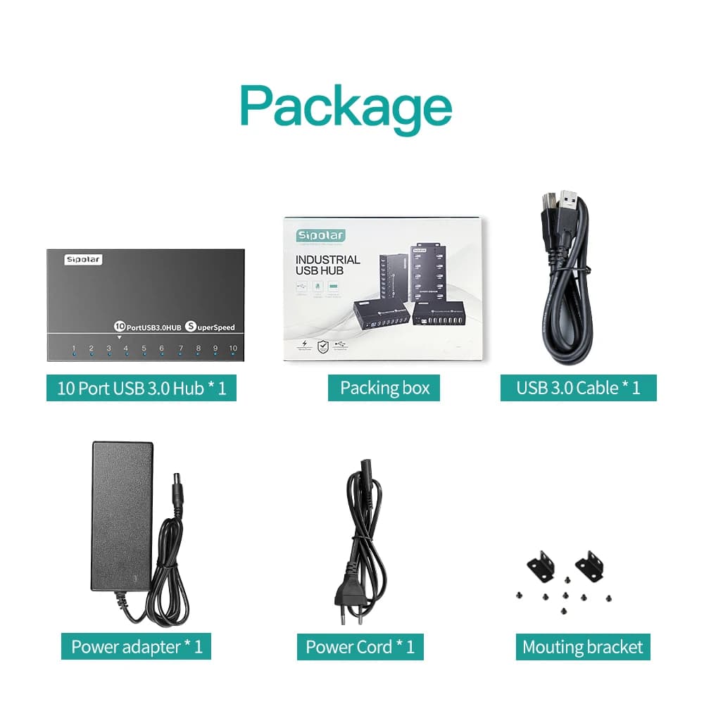 10 Port USB 3.0 Hub A-103 Stable Powered Data Hub with 5Gbps High Speed USB 3.0 Splitter for Laboratory Use