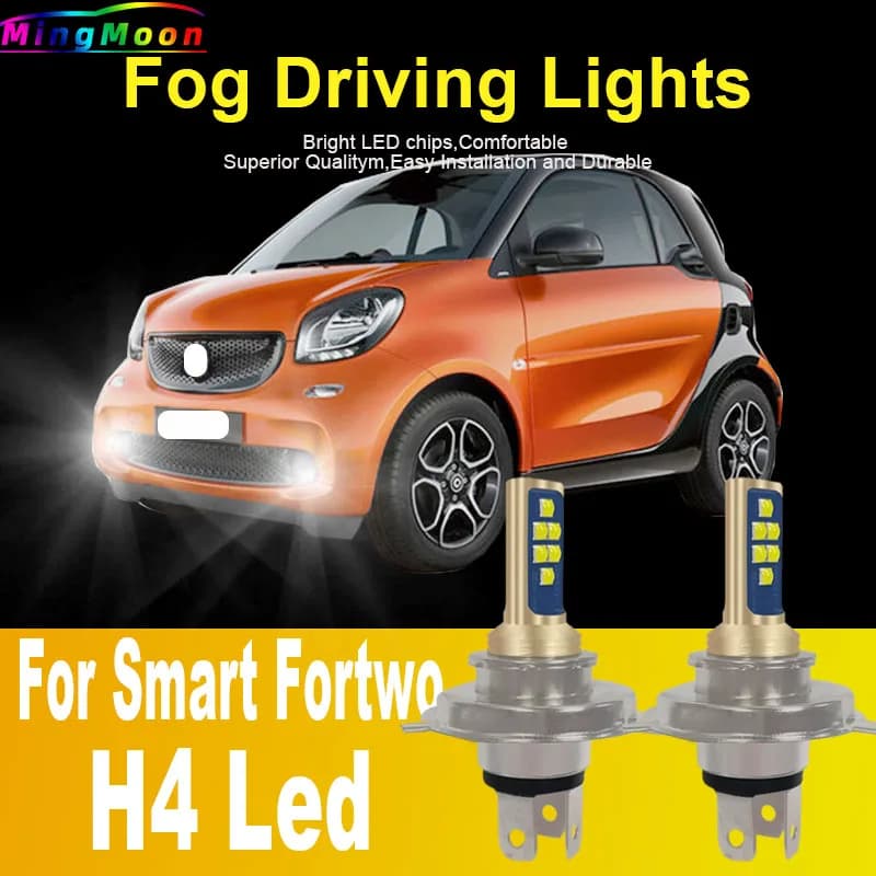 H4 HB2 9003 Led faro Canbus nessun errore lampadina per auto lampada a diodi fendinebbia bianca ad alta potenza 12v 55w per Smart Fortwo 453 2014 ~ 2023