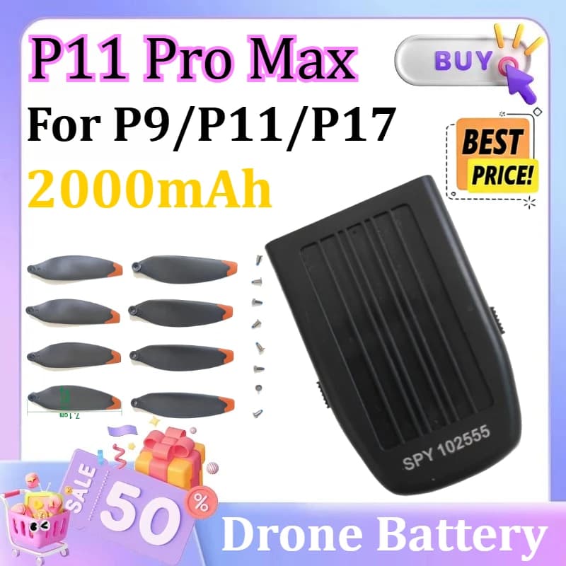 Batteria LiPo modulare esclusiva 2000mAh P11 Pro Max Drone SPY 102555 per velivoli RC P9/P11/P17