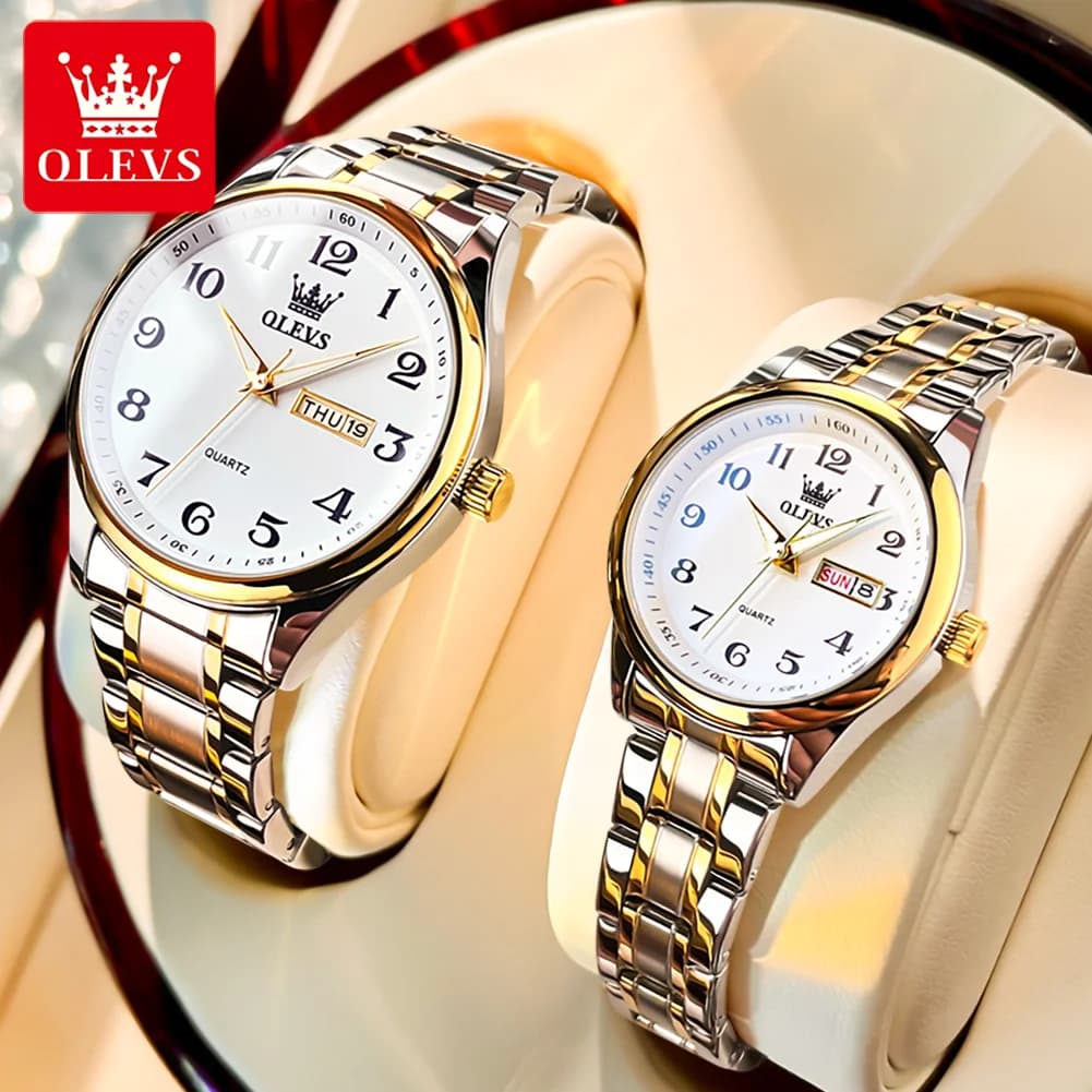 OLEVS New Fashionable Men's Watch Wrist Watch for Lovers of the Weekly Luxury Quartz Stainless Steel Calendar