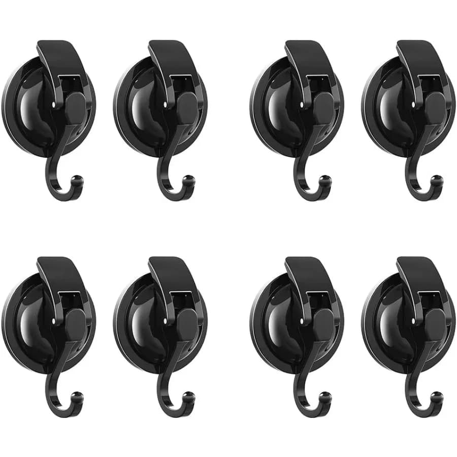 Ganci a ventosa resistenti neri opachi lucidi con super aspirazione per cucina e bagno, confezione da 8, ideali per superfici bagnate e asciutte