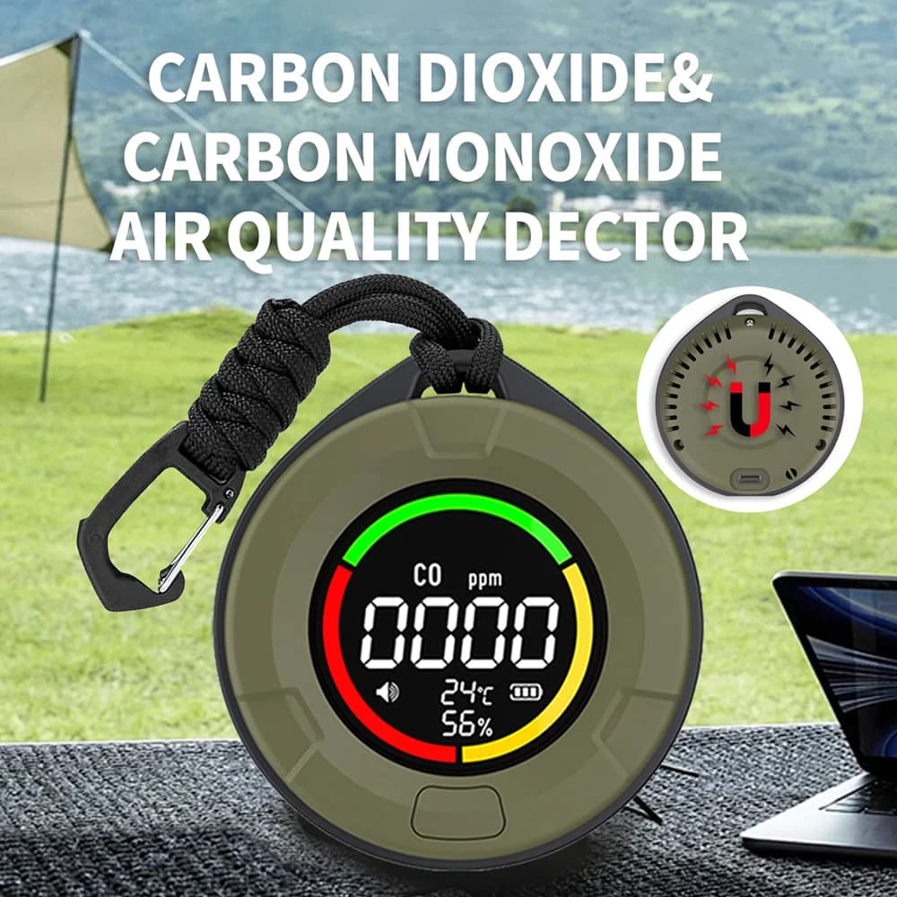 3-in-1 Portable Air Quality Detector CO Tester Carbon Monoxide Temperature Humidity Monitor For Indoor/Outdoor & Camping Travel