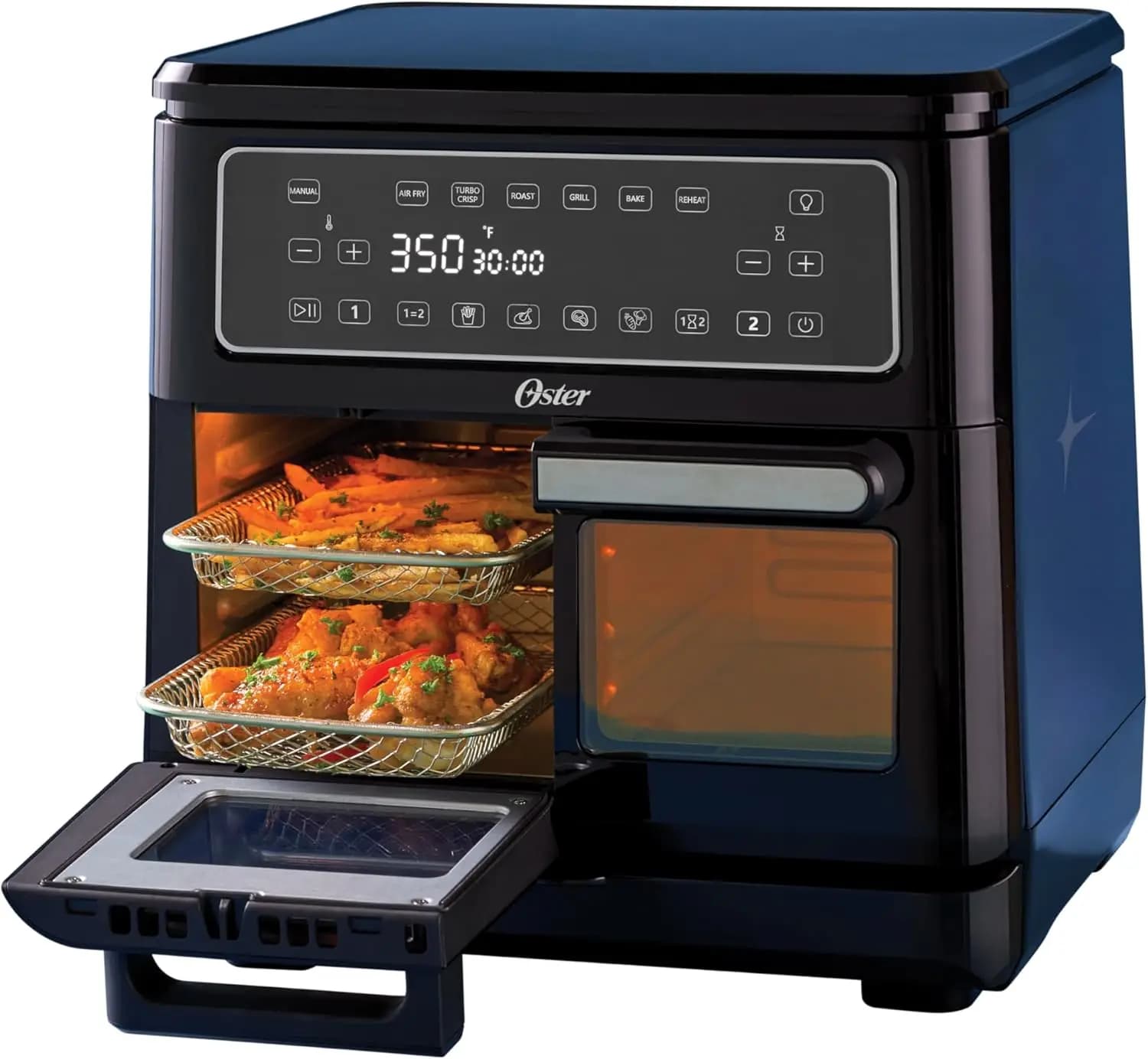Large 11-Quart Dual Air Fryer Oven Featuring 2 Cooking Zones, 6 Cooking Functions, and 2 Baskets