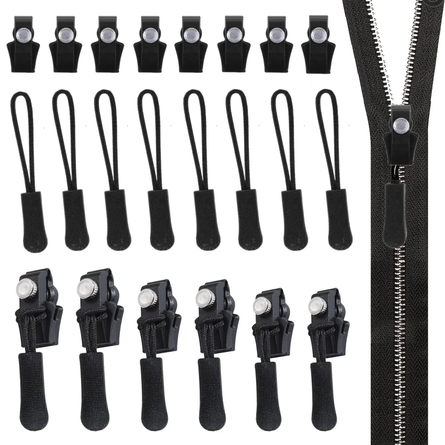 12PCS Universale Cerniera Testa Fissatore Rapido Istantaneo Staccabile Cerniera Kit di Riparazione di Ricambio Cerniera Cursore Tirare per Giacca Borsa Cappotto