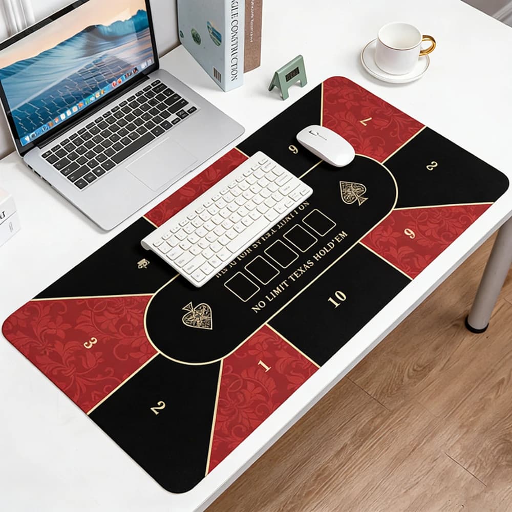 Tappetino per Mouse XXL in Gomma, Design Blackjack Texas Hold 'em, Tappetino da Scrivania Durevole Antiscivolo, Tappetini da Gioco per PC, Tastiera e Mouse