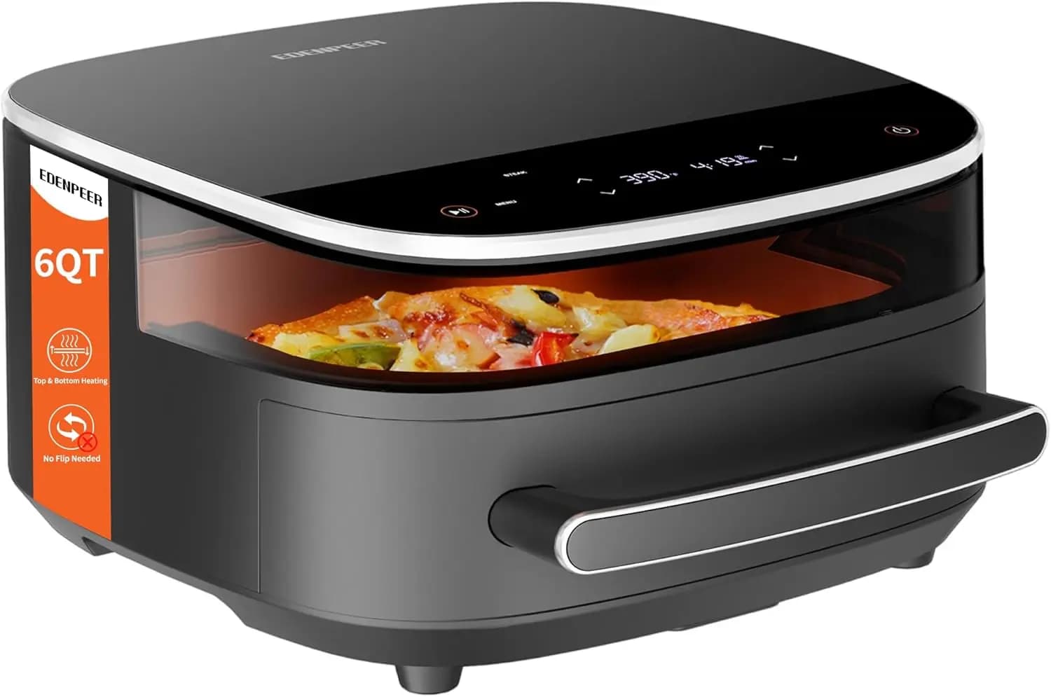 Friggitrice ad Aria 6QT 11-in-1, Cottura Rapida con Calore Superiore e Inferiore, Senza Volteggio, Silenziosa 50dB, Adatta per Pizza da 30 cm o Bistecche