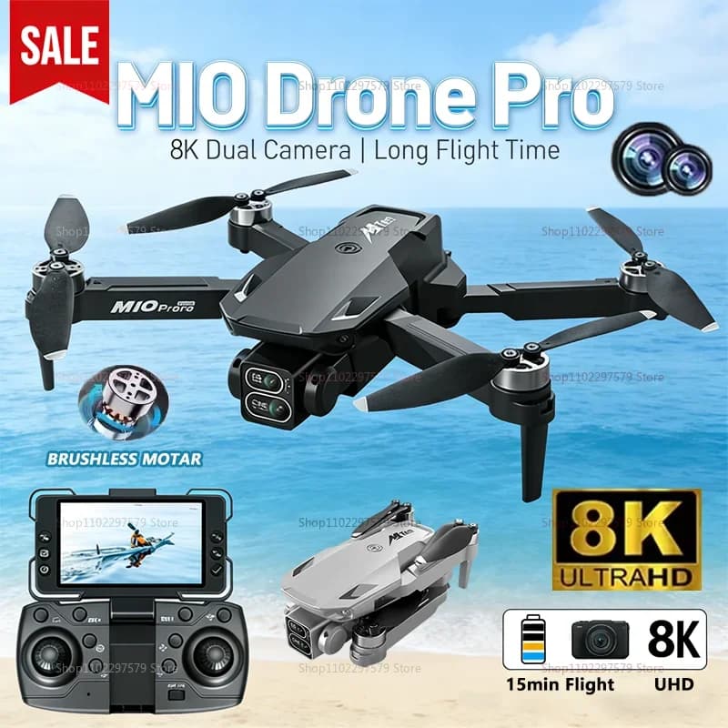 Drone M10 con Fotocamera 8K HD, Motore Brushless per Fotografia Aerea, Telecomando UAV per Principianti, Professionisti, Hobby, Regali per Adulti