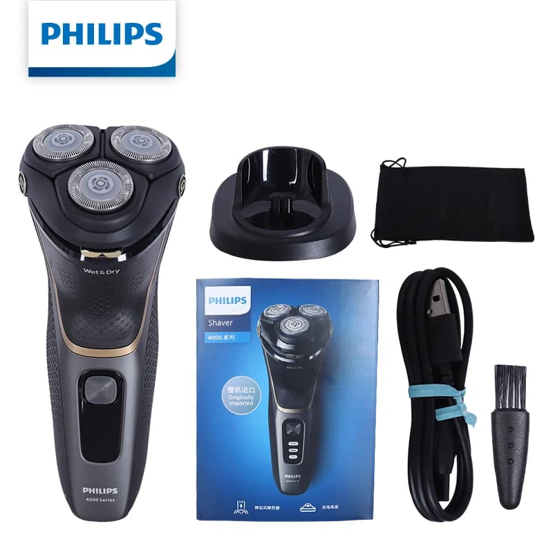 Rasoio Elettrico Originale Philips S4313 per Uomo, Senza Fili, Lavabile, Regolabarba, Ricarica Rapida 1H, 60 Minuti di Utilizzo