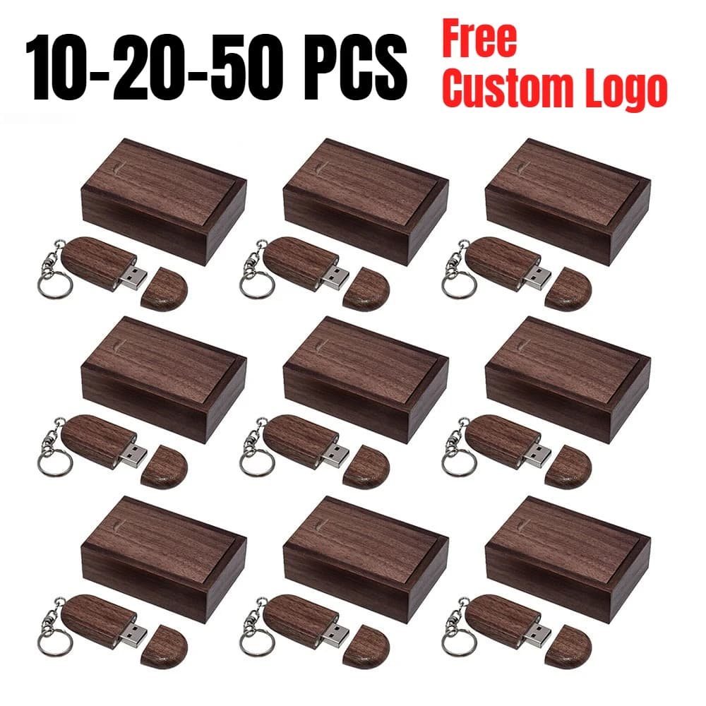 Chiavetta USB in legno di noce da 10/20/50 pezzi con logo personalizzabile gratuitamente, 4GB 8GB 16GB 64GB, regalo di nozze, pen drive.