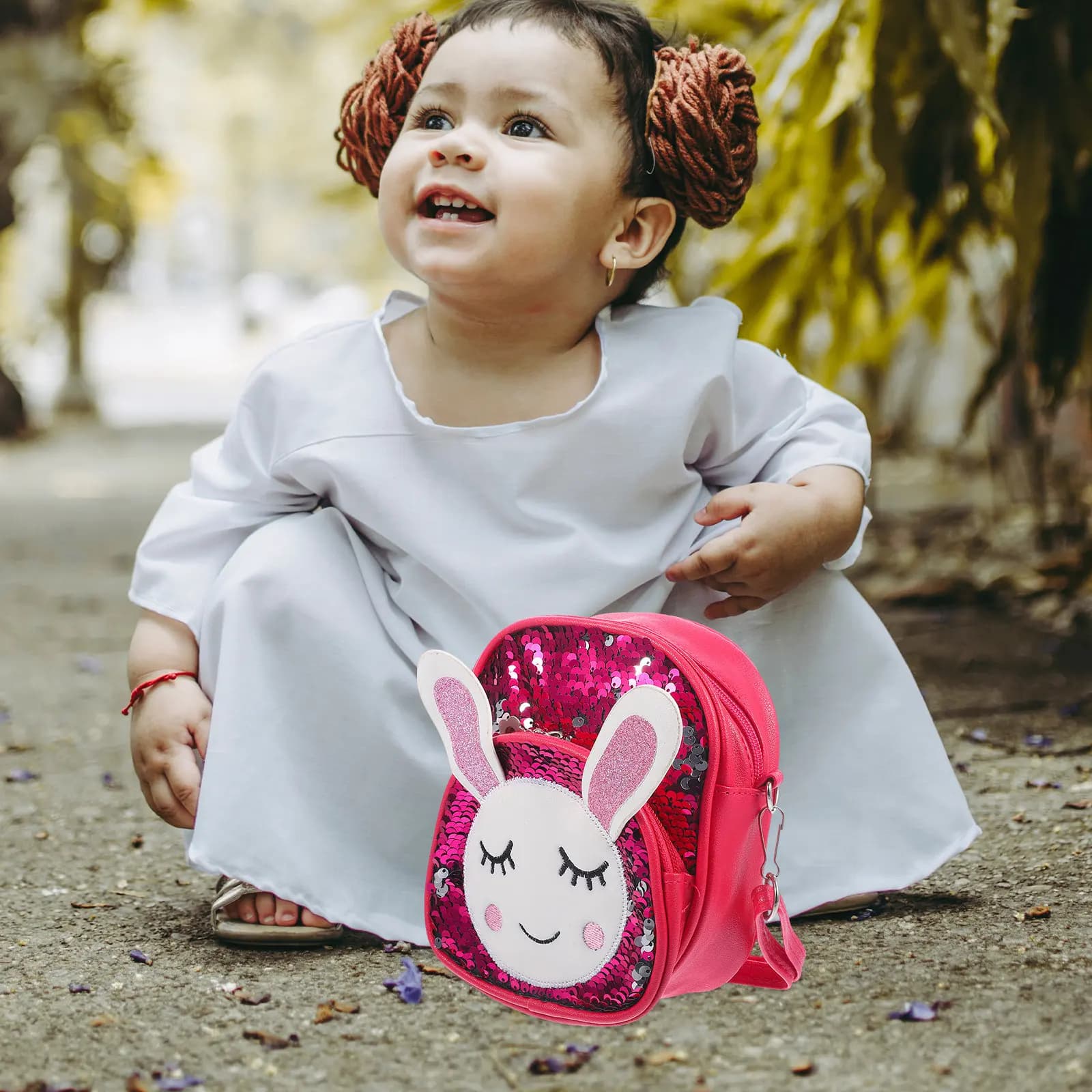 Shiny Sequin Rabbit Backpack Lightweight Kids School Bag For Girls Cute Children Knapsack Camping Travel Shopping Use