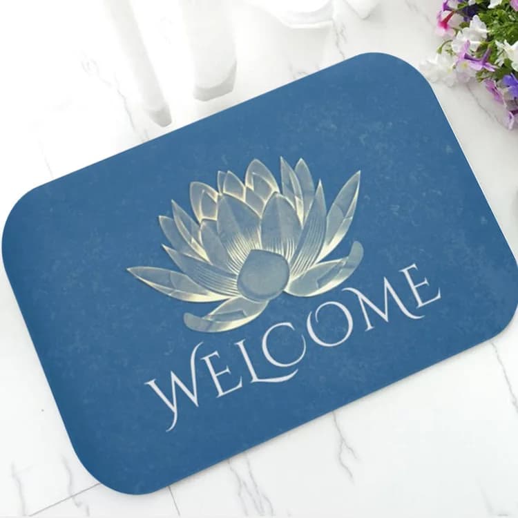 Elegante Tappetino di Benvenuto per Studio Yoga con Motivo Loto Dorato, Tappeto per Meditazione e Massaggi, Decorazione Casa con Mandala