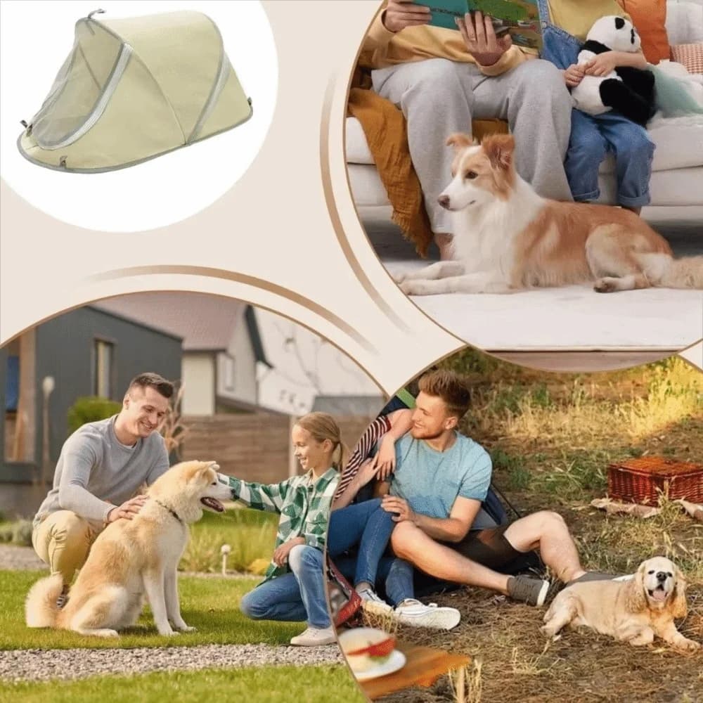 Lightweight Breathable Foldable Pet Tent Sunproof Mosquito-Proof Cat Sleeping Bed Ventilated Removable Dog Cave Hut Backyard
