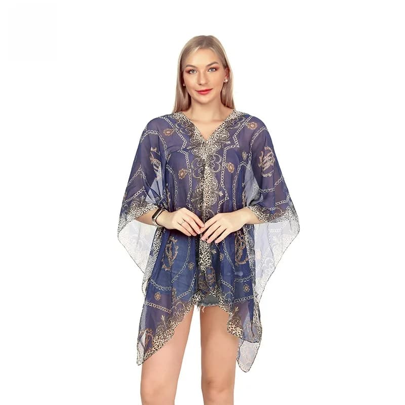 Sciarpa in Seta da Donna per l'Estate, in Chiffon Stampato, Telo da Spiaggia, Protezione Solare, Sciarpa a Spalla, Accessorio alla Moda per Viaggi