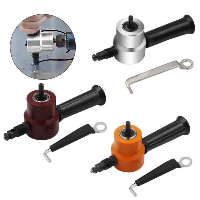 Taglierina per lamiera di metallo regolabile Doppia testa per ferro Nibbler Utensile da taglio per trapano elettrico Piastra di modifica Forbici per punzonatura