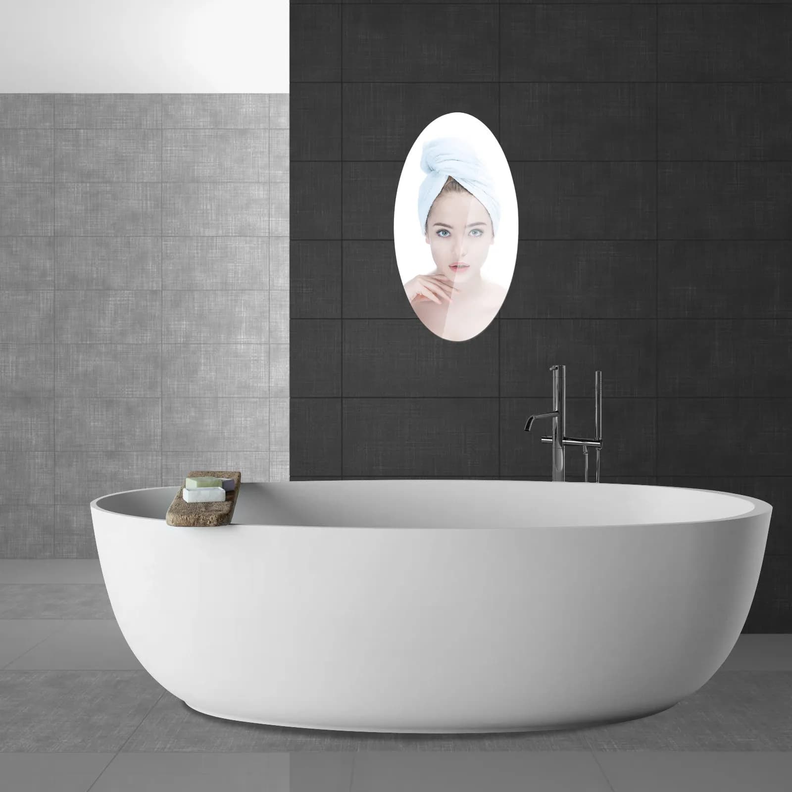 2 Pezzi Adesivi Murali a Specchio Autoadesivi Trasparenti Decorativi per Camera da Letto, Soggiorno, Bagno, Decorazione Pareti Casa