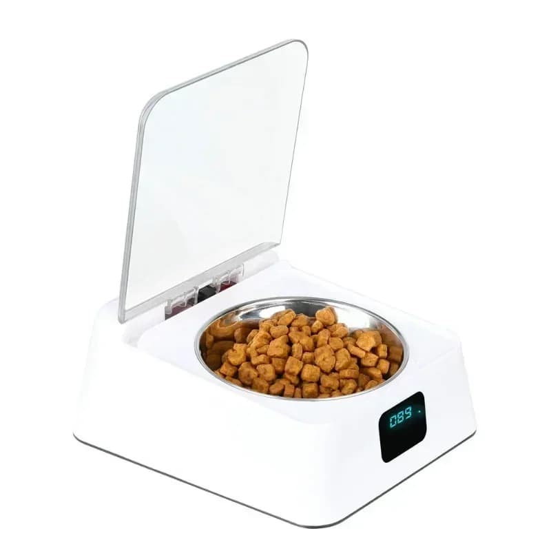 Ciotola Automatica Portatile per Cani e Gatti con Sensore a Infrarossi, Contenitore per Cibo con Coperchio Automatico Anti-Roditori, Accessori per Animali Domestici
