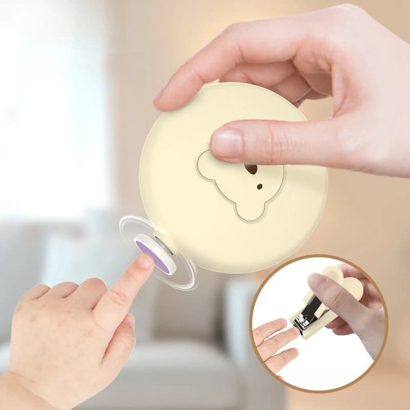 Smerigliatrice elettrica per unghie Bear per neonati e bambini Set di lucidatura per uso domestico Kit tagliaunghie per bambini