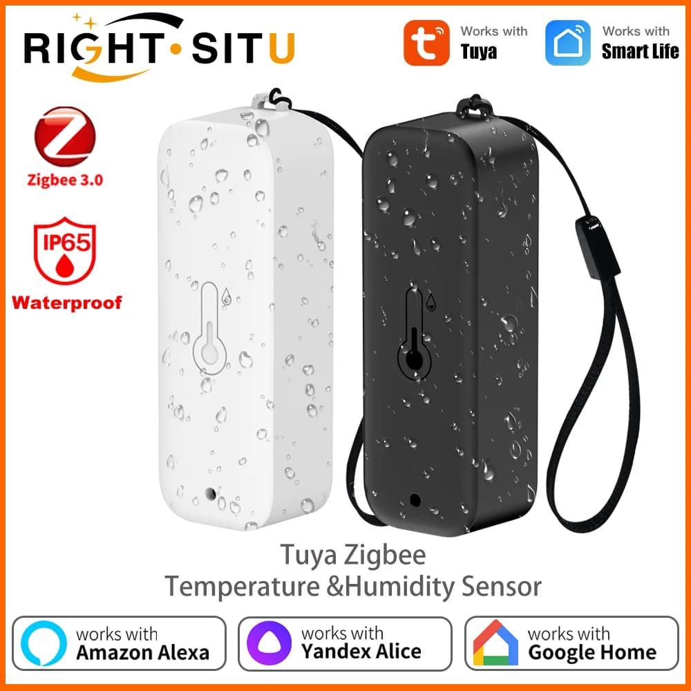 Termometro con sensore di umidità e temperatura Tuya Zigbee IP65 impermeabile compatibile con Smart Life e Google Assistant
