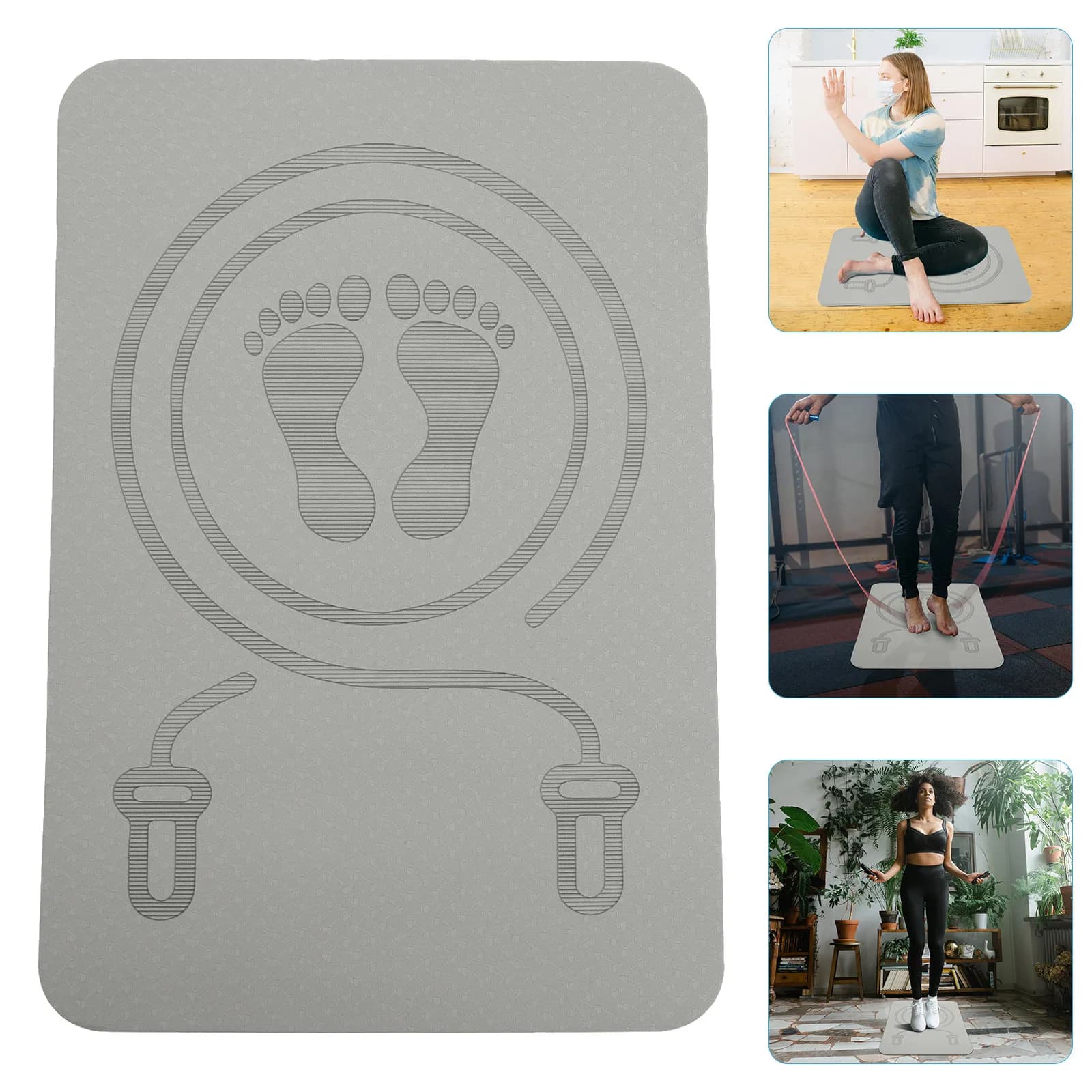 Tappetino Premium in TPE Antiscivolo per Salto con Corda 36x18 Pollici, Spesso e Imbottito per Supporto Articolare, Yoga, Hot Yoga, Pilates, Portatile