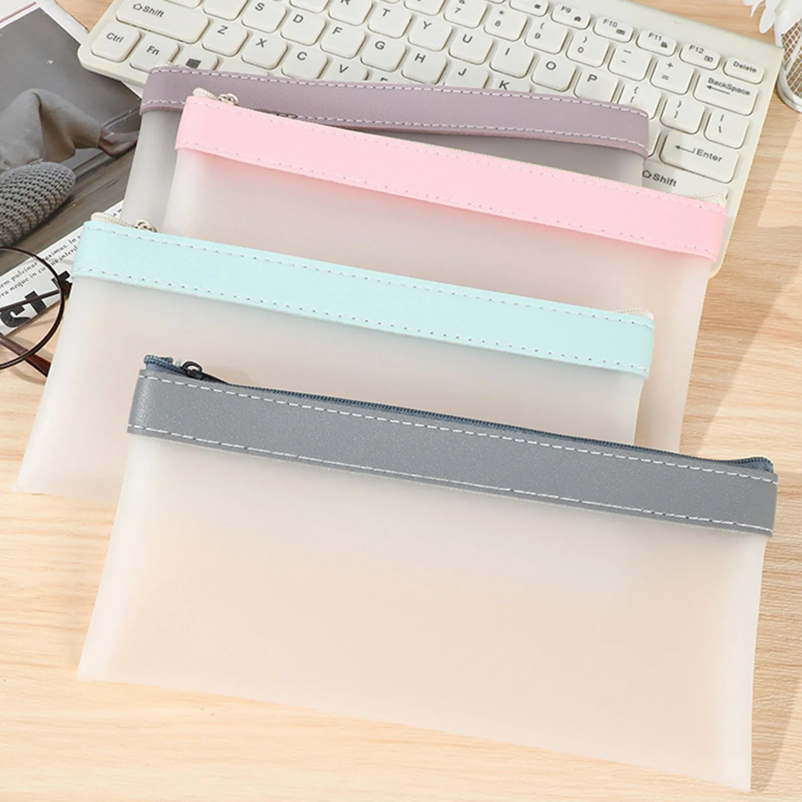 Astuccio trasparente smerigliato astuccio grande capacità carino cancelleria minimalista materiale scolastico per ufficio estetico per studenti