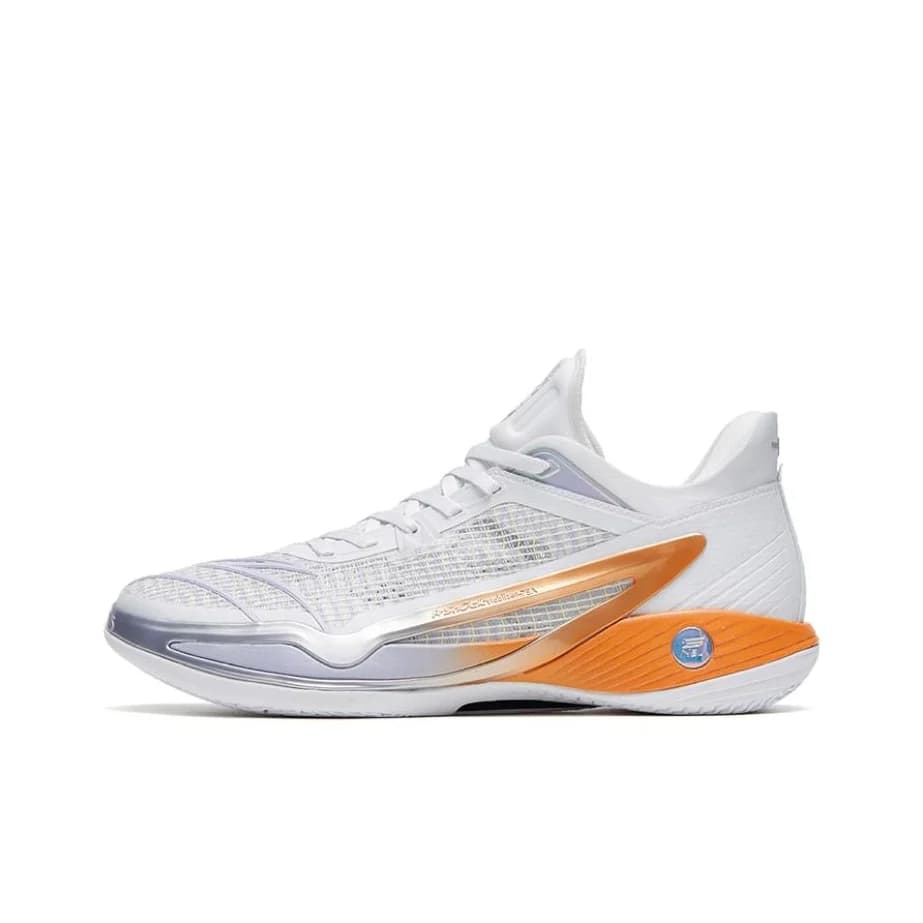 Anta Crazy 4 Rocket Exhaust Flame Slip Resistant Abrasion Resistant Low top Basketball Shoes Men's White Orange 112321113-1