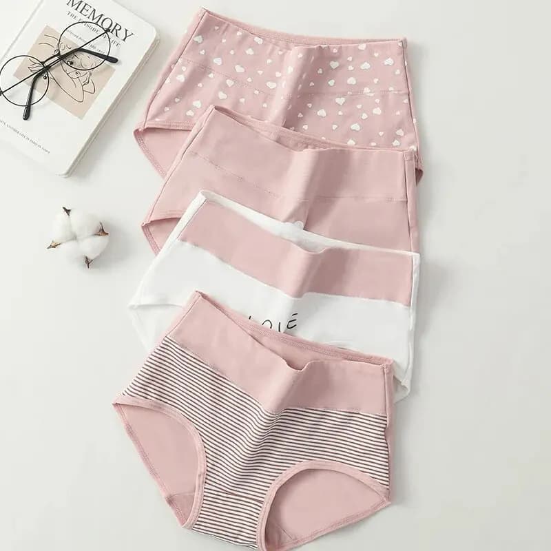 4 pezzi mutandine da donna a vita alta intimo moda stampa slip per ragazze slip in cotone traspirante taglie forti M-5XL lingerie femminile