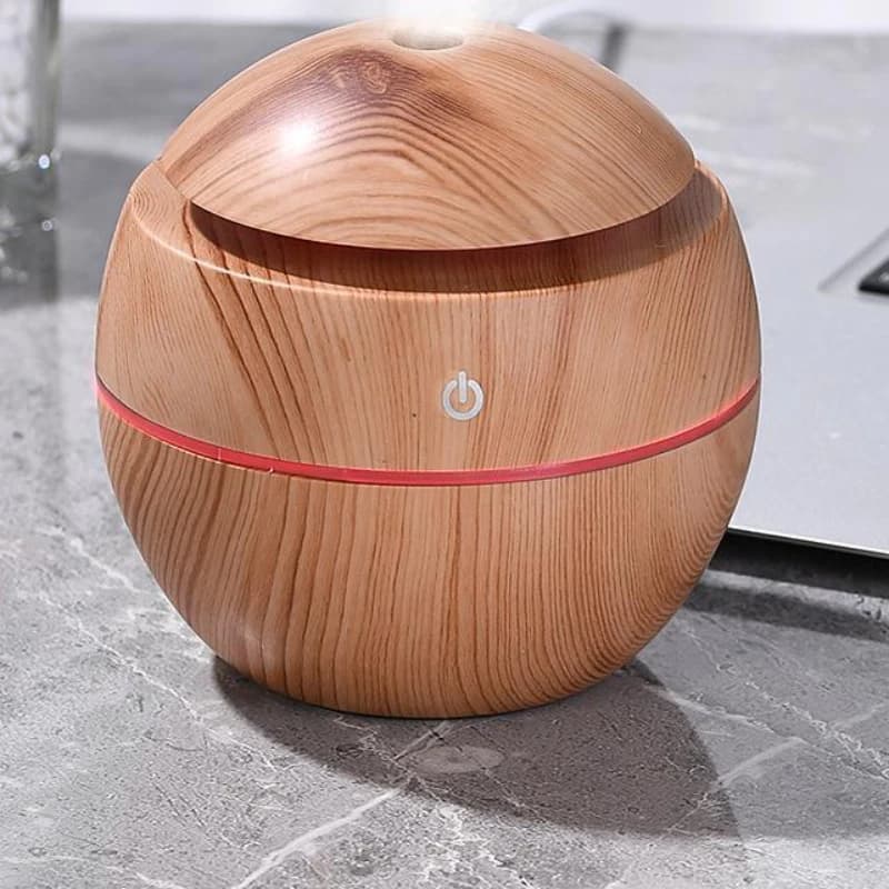 YAIAWISU Umidificatore e diffusore LED con venature del legno, USB, 7 colori, spegnimento automatico silenzioso, compatto per ufficio, camera da letto