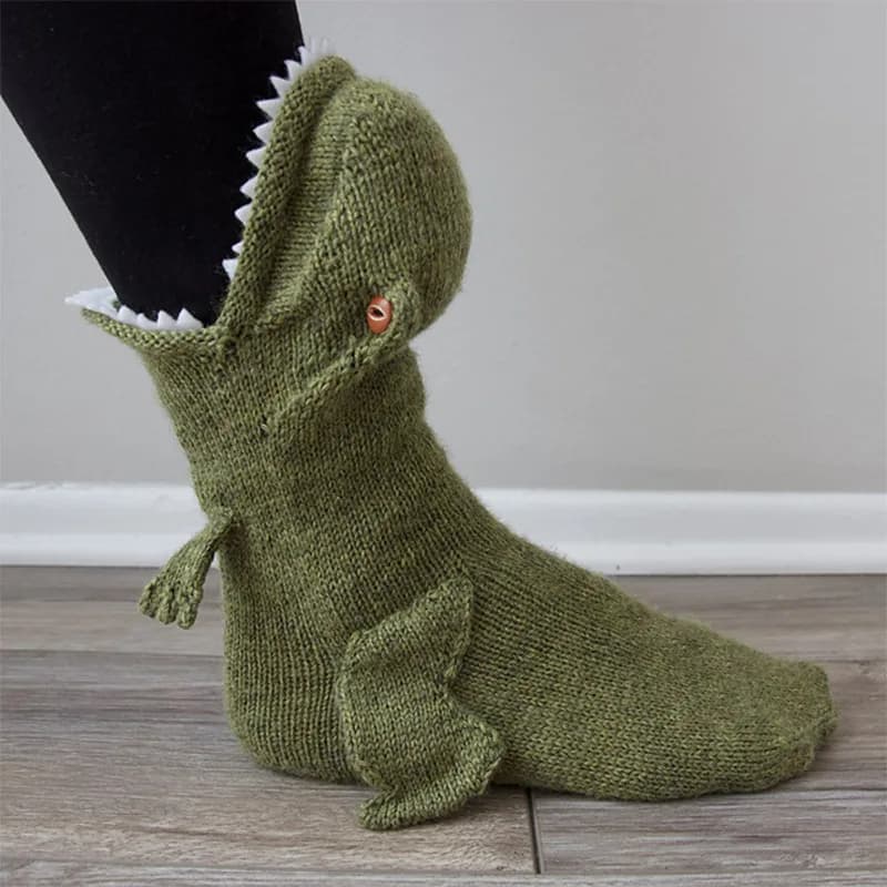 Uomo Donna Stilista invernale Jurassic Creative Dinosaur Calzini Red Dragon Wool Spalla da pavimento lavorata a maglia per mantenere calde le calze divertenti