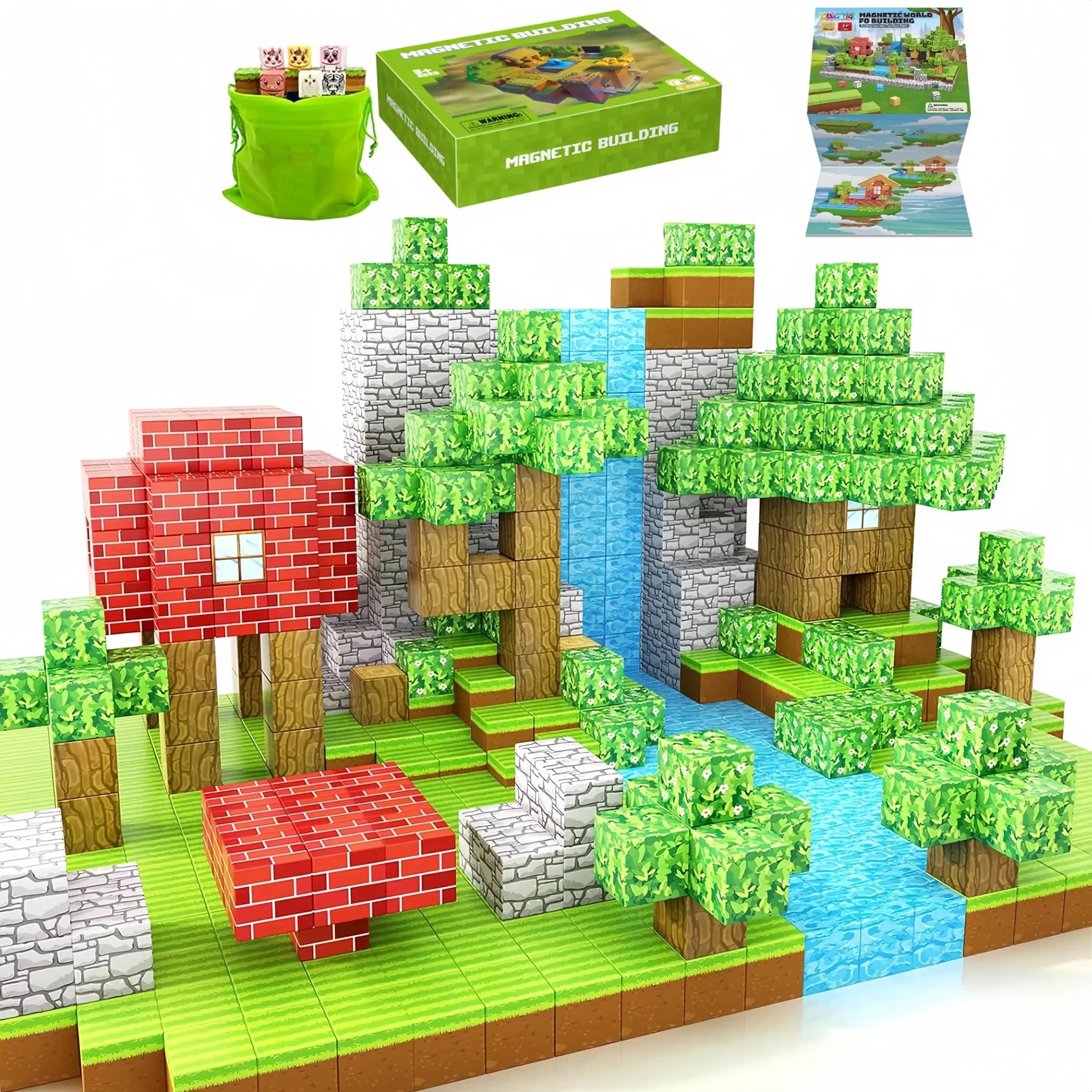 Set di 144 Cubi Magnetici 3D per Costruzioni | Piastrelle Magnetiche Impilabili | Giocattoli Sensoriali Montessori STEM per Bambini dai 3 Anni in Su | Cassaforte Grande