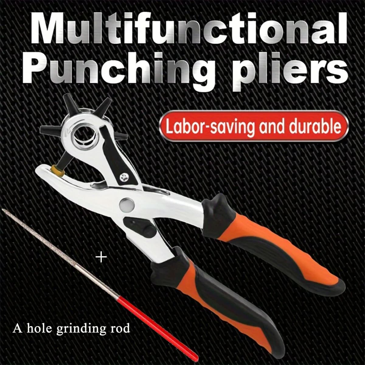 Perforatore per Pelle, Pinza Punzonatrice Girevole per Occhielli Resistente e Asta per Foratura, Utensile Manuale per Forare Cinture