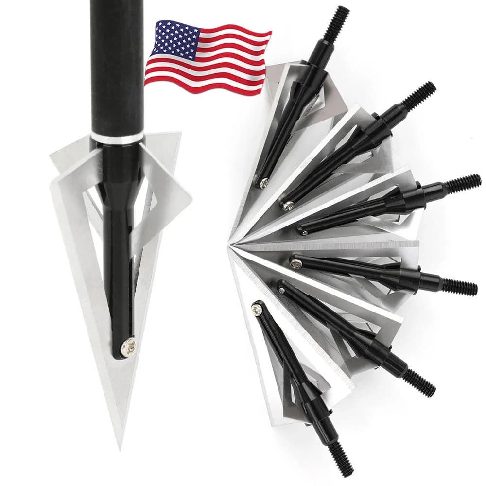 Hunting Arrow Tips 12pcs 120grain Screw-in Aluminum Steel Broadheads Durable Sharp Blade Points for DIY Arrow Shaft Compound Recurve Bow Shooting Target Practice Outdoor Archery Accessories