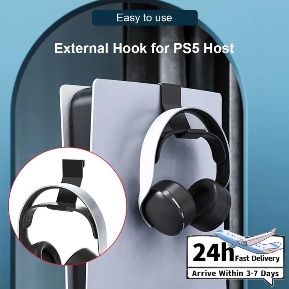 Gaming Headphone Holder (2 pieces) with controller hook and earphone display, for PS5 accessories