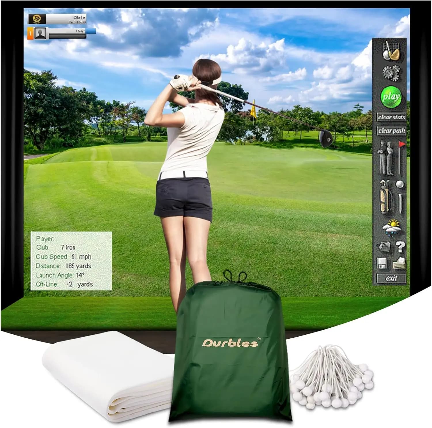 Schermo per simulatore di golf, schermo per proiettore HD a triplo strato premium per pratica indoor, schermo resistente per colpi con palla.
