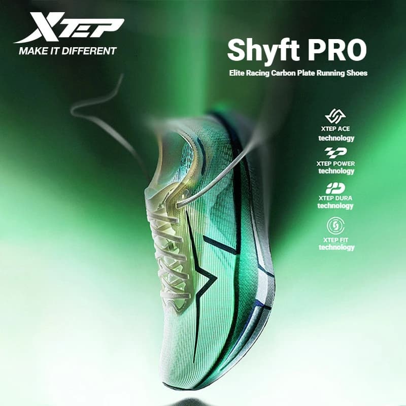Xtep Shyft PRO per donna, scarpe da maratona con piastra in carbonio, ammortizzanti, confortevoli, che assorbono il sudore, professionali, stabili, 874118110088