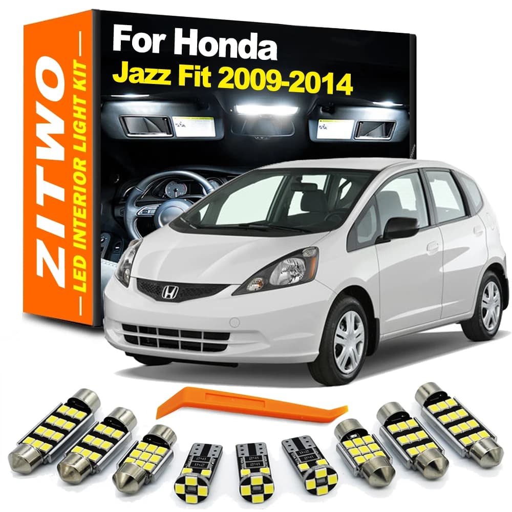ZITWO 9 Pz Canbus LED Interni Cupola Mappa Kit Luce di Lettura Per Honda Jazz Fit MK2 2 II 2009 2010 2011 2012 2013 2014 Auto HA CONDOTTO LA Lampadina