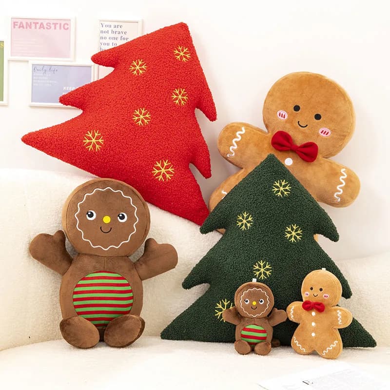 Decorazione del giorno di Natale Gingerbread Man Albero di Natale Peluche Bambola Soggiorno Divano Cuscino Letto Cuscino Rosso