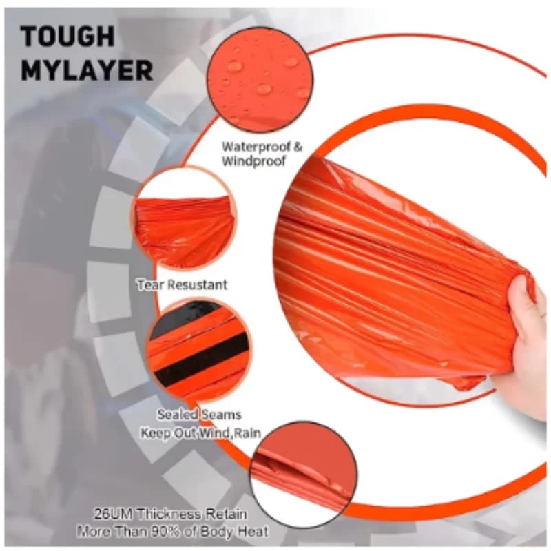 Portable Waterproof Mylar Emergency Survival Sleeping Bag Thermal Blanket for Car Household Disaster Prevention Outdoor EDC Surv